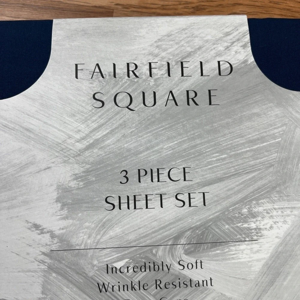 Fairfield Square 3 Piece TWIN Microfiber Sheet‎ Set Navy NEW